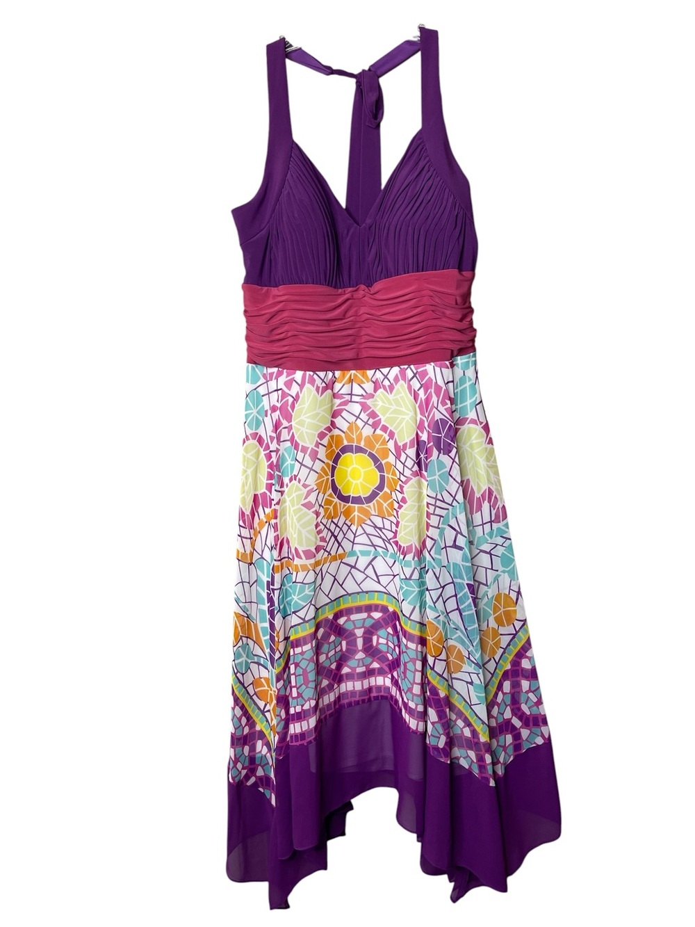 Sangria Violet Halter Handkerchief Dress Sz 14